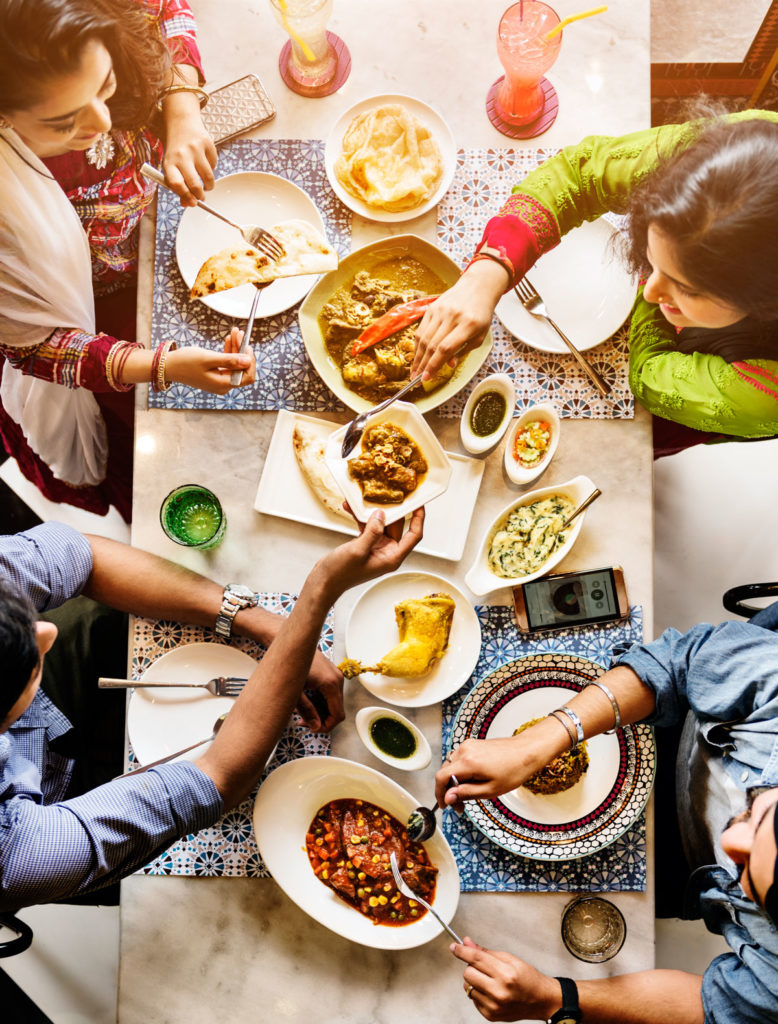 a family having dinner