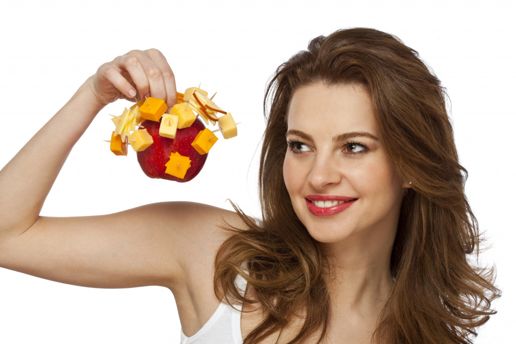 woman eating cheese